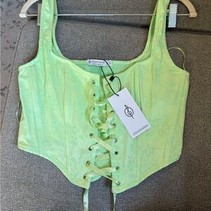 Stradivarius Mint Green Lace-Up Corset